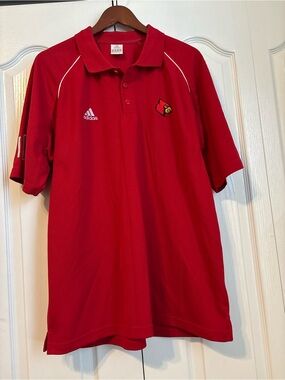 adidas Red Men's Polo with Cardinal Logo and White Accents